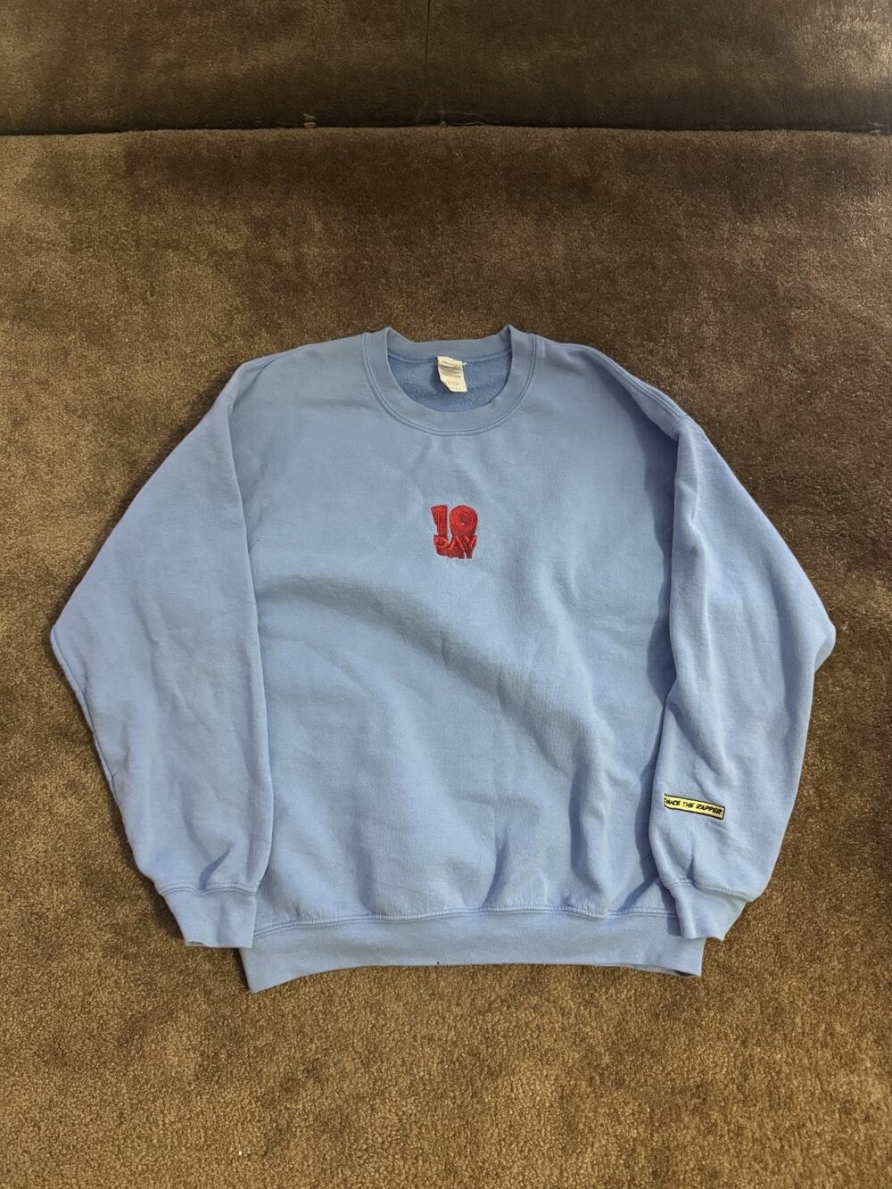 RARE Chance the Rapper 10 Day Merch Embroidered Crewneck (Blue, Large)